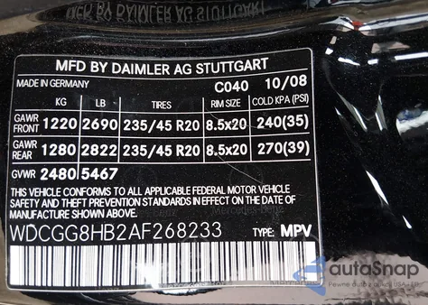 2010 Mercedes-Benz Glk 350 4Matic из США, поврежденный, VIN WDCGG8HB2AF268233